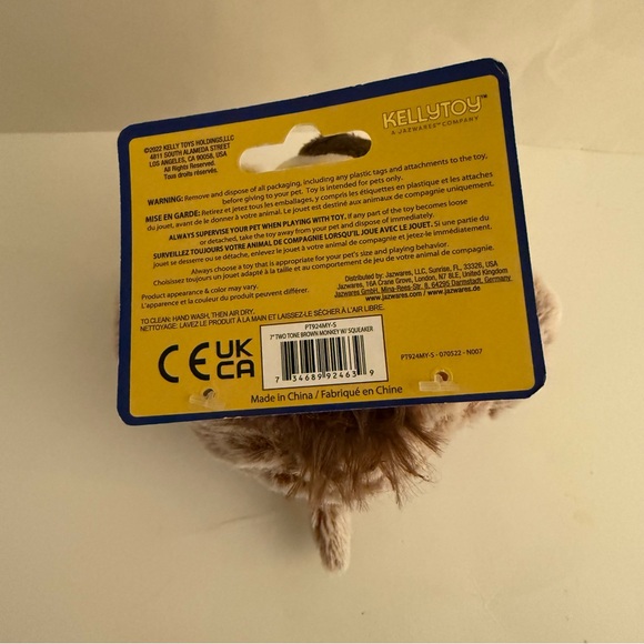 Wags And Purrs Monkey Dog Toy With Squeaker - Picture 5 of 5